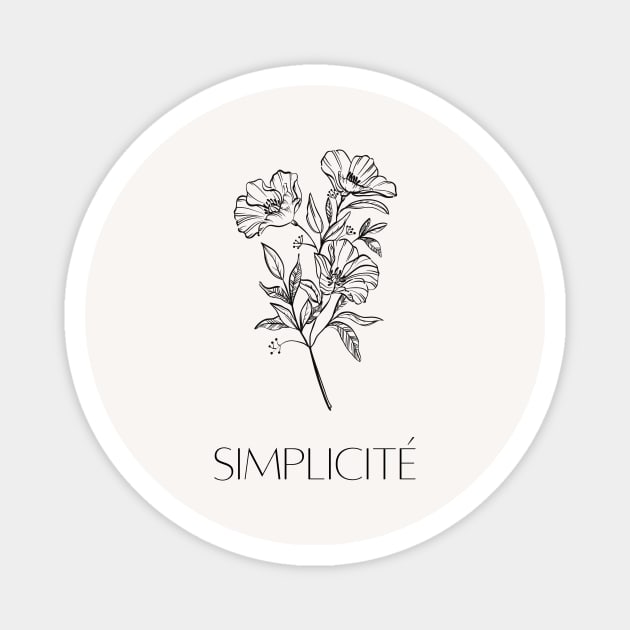 Simplicite - Minimalist French Quote and Flowers Magnet by From Mars